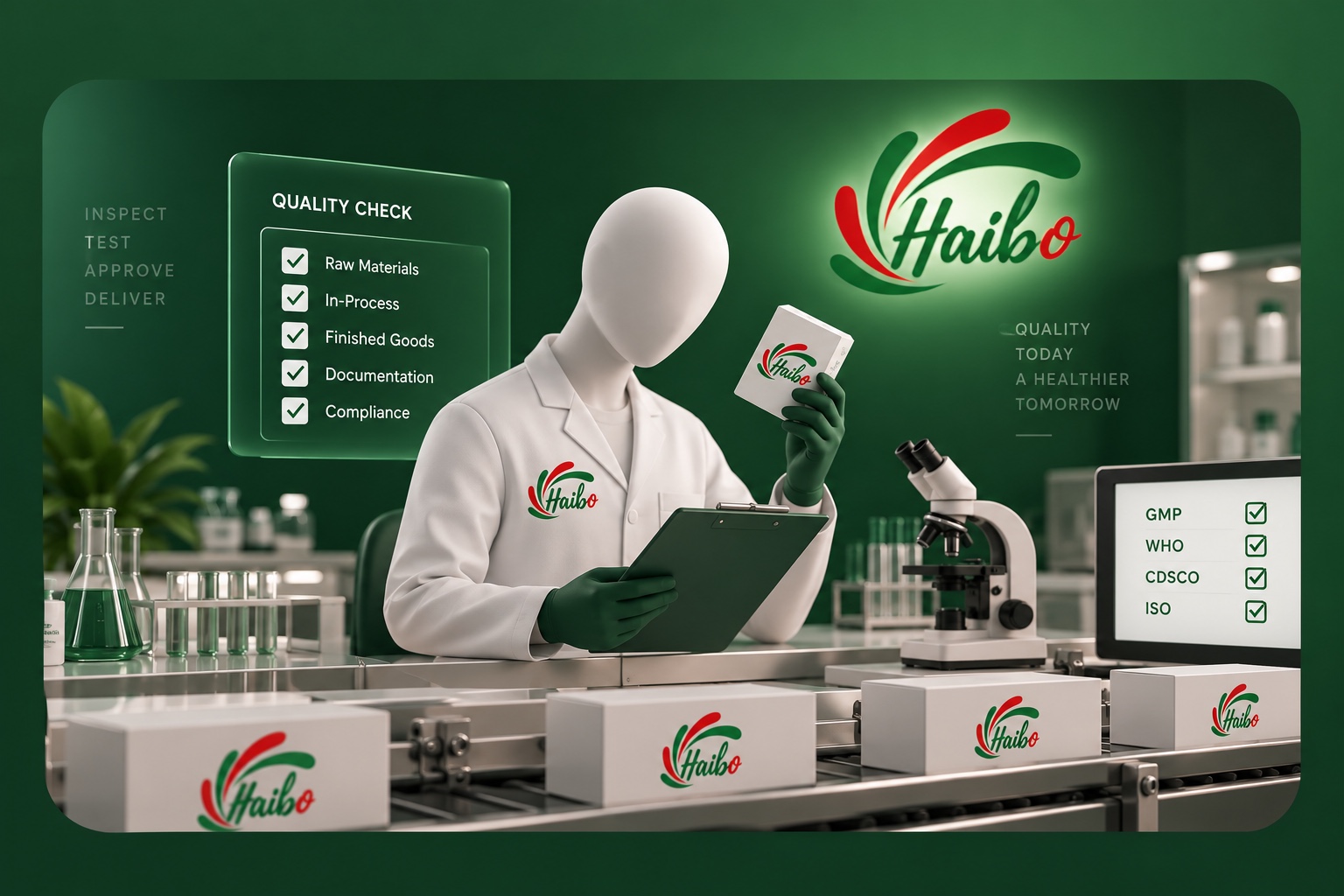Haibo quality inspector checking finished goods against a QC checklist